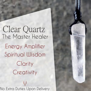 Crystal Clear Quartz Necklace, Energy Healing Jewelry, Raw Quartz Pendant, Metaphysical Gifts for Men