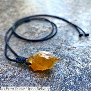 Verstelbare citrien ketting voor mannen of vrouwen, ruwe citrien hanger, november geboortesteen sieraden, welvaart en geluk geschenken