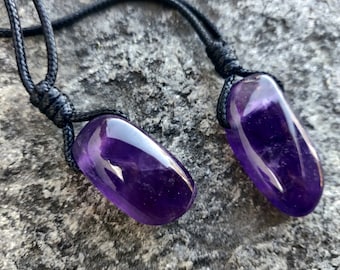 Amethyst Pendant, Natural Stone Jewelry, February Birthstone Necklace, Pisces Jewelry, Girlfriend Gift for Birthday, Purple Crystal Necklace