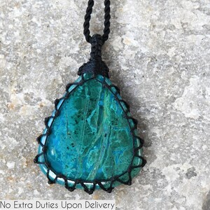 Malachite Chrysocolla Necklace, Turquoise Green Gemstone Jewelry, Chrysocolla Malachite Pendant, Stone Necklace for Women / Men Crystal Gift