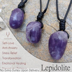 Lepidolite Necklace, Love & Emotional Healing Crystal Pendant, Bohemian Jewelry, Stress Relief / Anxiety Relief Necklace, Birthday Gift