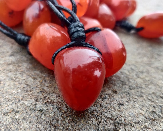 Wire Wrapped Carnelian Crystal Pendant Necklace – White Lotus