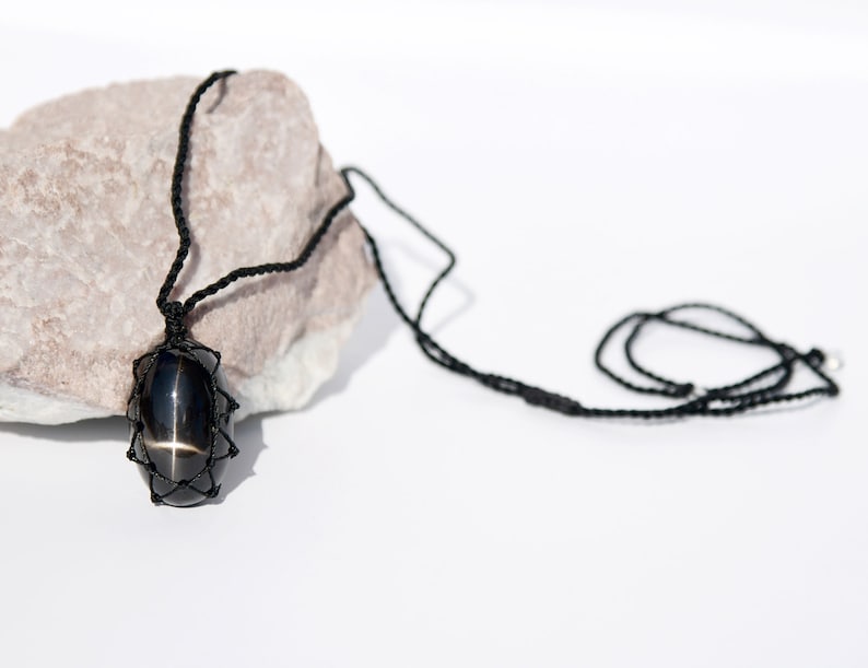 Black Star Diopside Pendant Black Stone Necklace Men/'s Necklace Celestial Jewelry Husband Gifts for Birthday