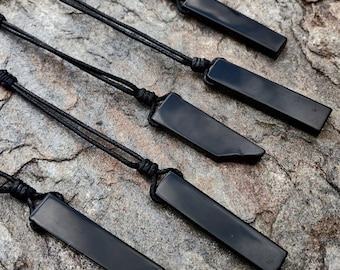 Obsidian Crystal Pendant Necklace For Men, Protection Stone Pendant, Spiritual Jewelry, Birthday Gift for Him / Her, Black Obsidian Necklace
