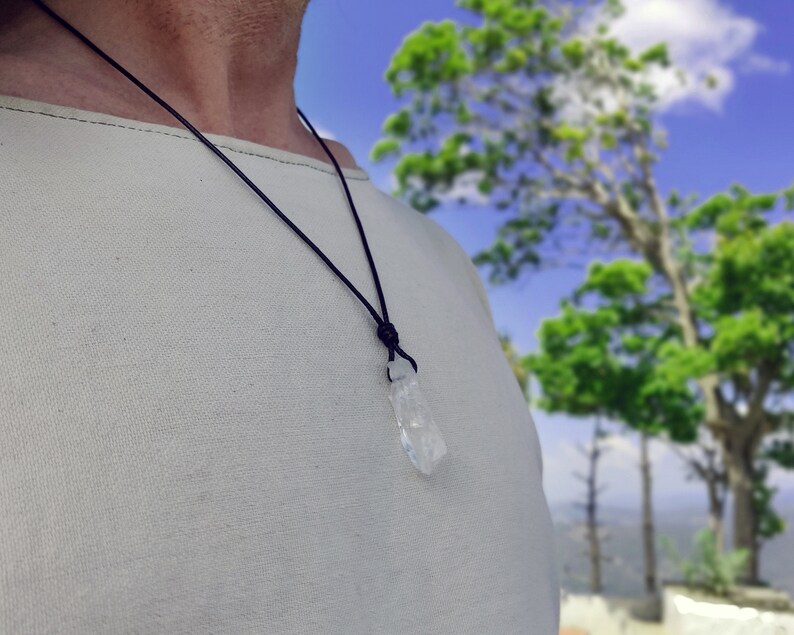 Spiritual Gifts for Friend Natural Crystal Jewelry Clear Quartz Point Pendant Raw Quartz Necklace