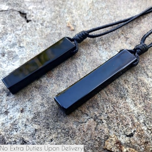 Black Onyx Necklace for Men / Women, Surfer Jewelry, Onyx Pendant with Adjustable Black Necklace Cord, Birthday Gift for Friend