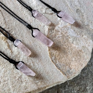 Pink Rose Quartz Crystal Necklace, Love Stone Jewelry, Women's Gemstone Pendant, Romantic Gifts for Her