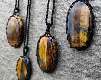 Falkenauge Halskette, Blauer Tigerauge Anhänger, spiritueller Schmuck für Frauen & Männer, Wikinger Geschenke für Geburtstag
