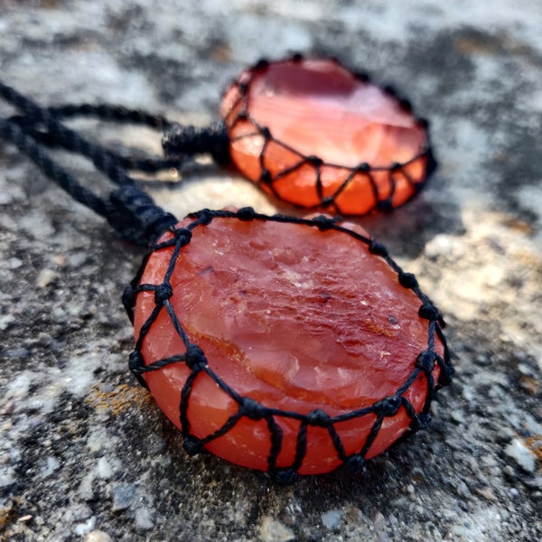 Natural Carnelian Necklace for Men & Women, Raw Crystal Jewelry, Dark Orange Stone Pendant, July Birthstone and Leo Gifts for Birthday