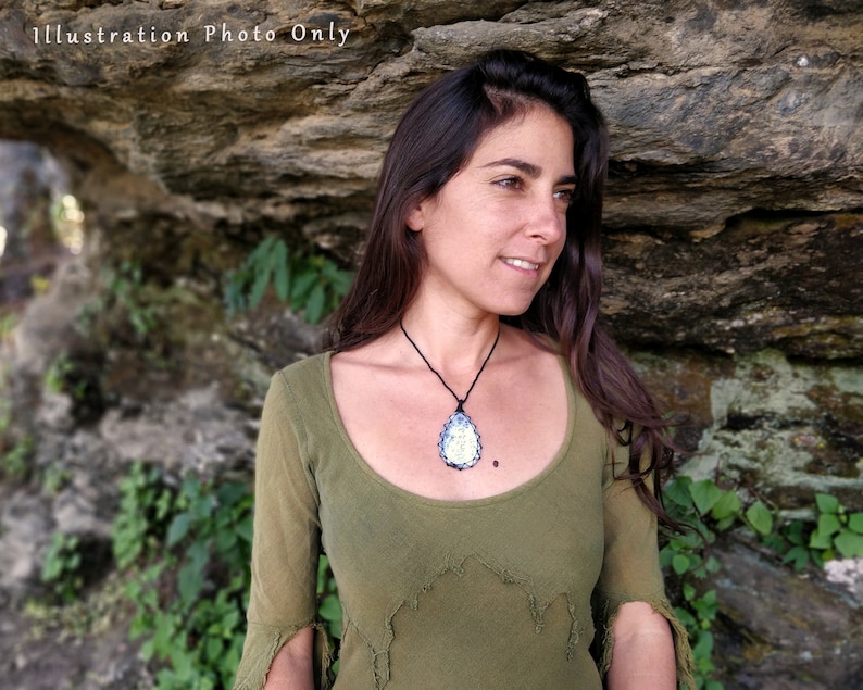 Dendritic Agate Jewelry for Women Rustic Gifts for Birthday White Pendant Necklace