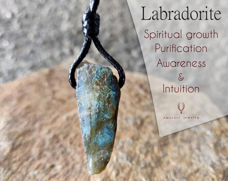 Raw Crystal Jewelry Spiritual Gifts for Birthday Raw Labradorite Pendant Natural Stone Necklace