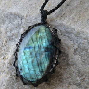 Unique Labradorite Necklace, Iridescent Natural Crystal Jewelry for Healing, Large Pendant, Birthday Gift for Her / Him image 3