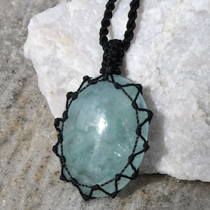 Genuine Aquamarine Necklace for Men, Light Blue Gemstone Pendant, March Birthstone Jewelry, Boyfriend Birthday Gift