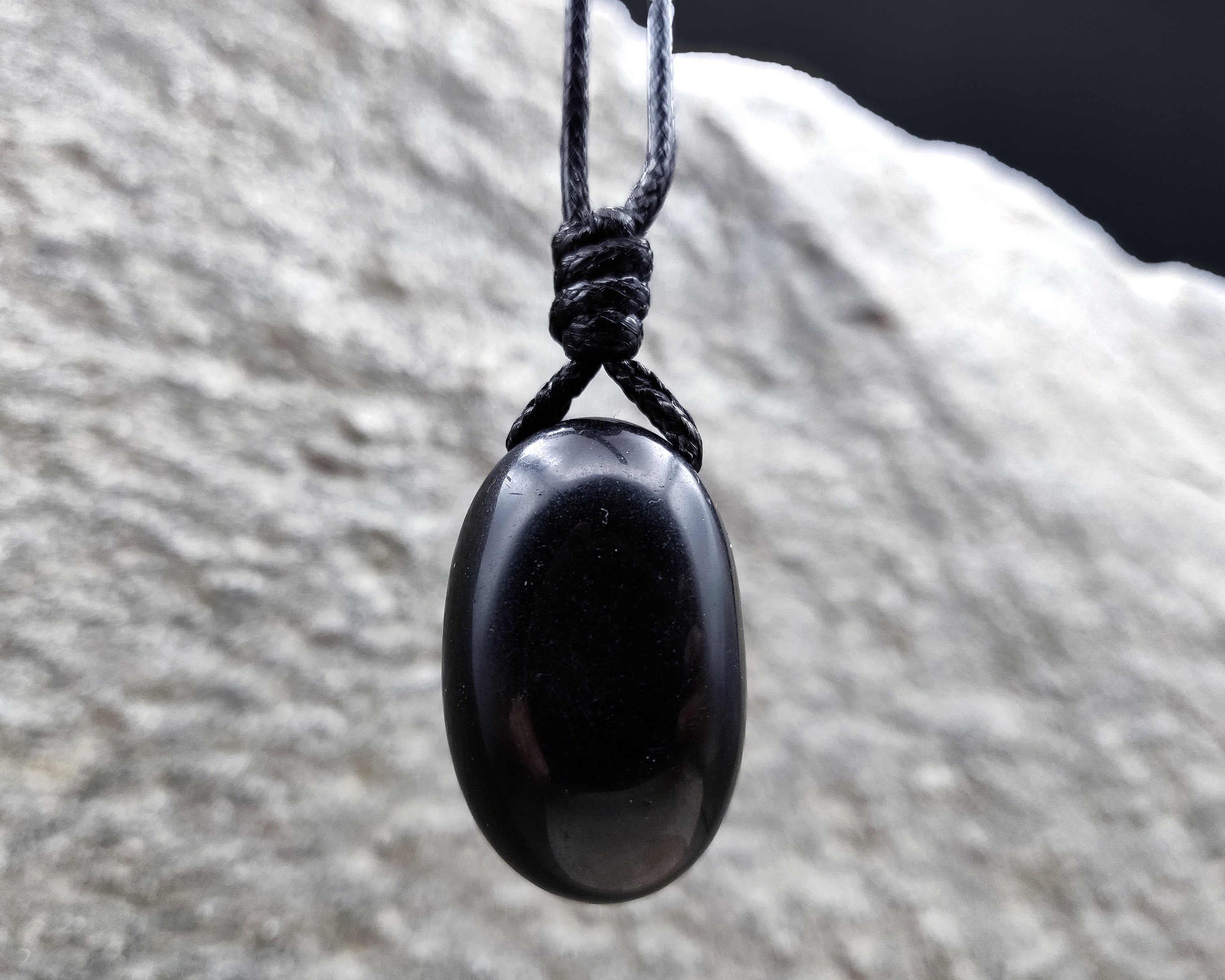 Black Cord Necklace with Black Tourmaline Pendant Empath Etsy