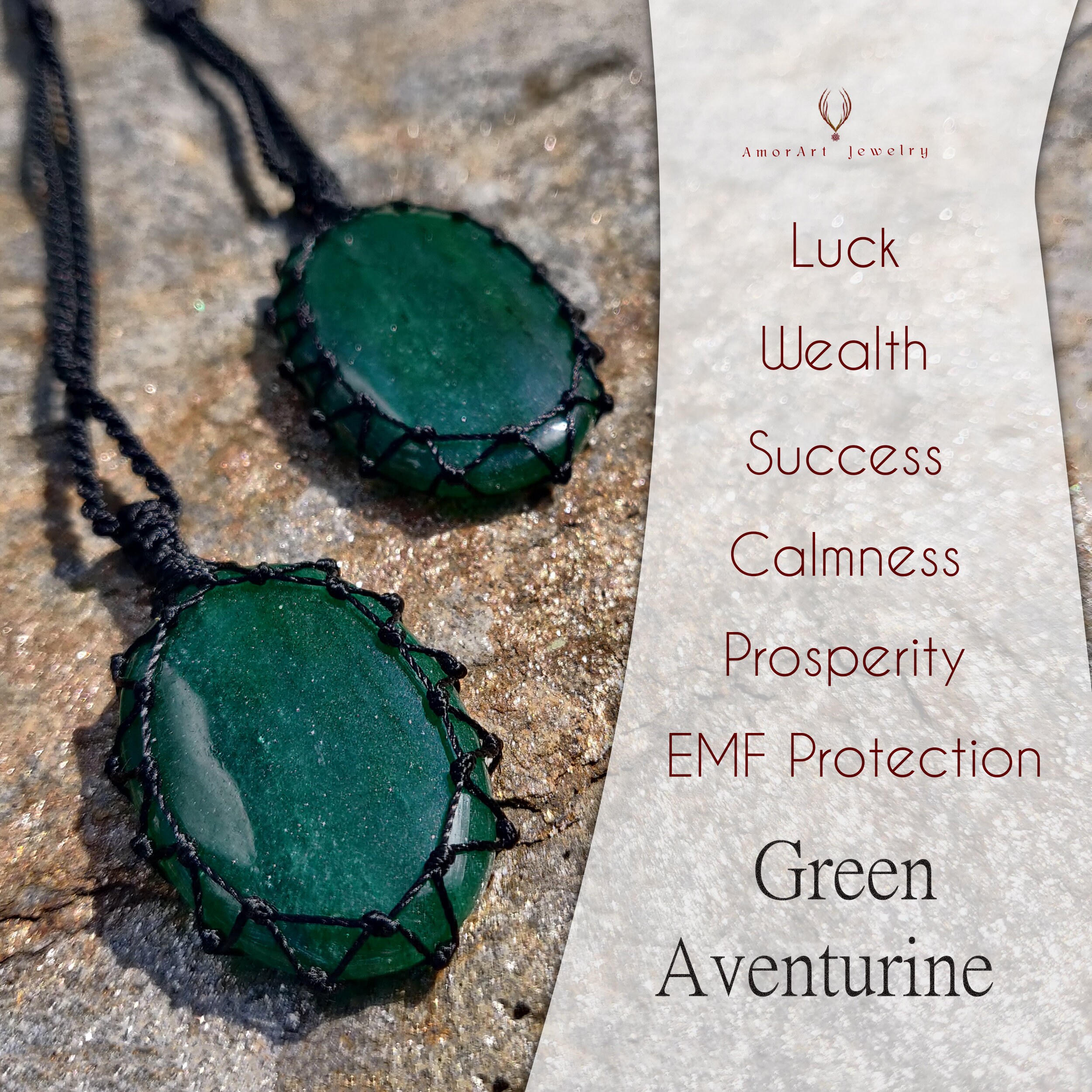 Aventurine Necklace Prosperity Good Luck Crystal Pendant Dark