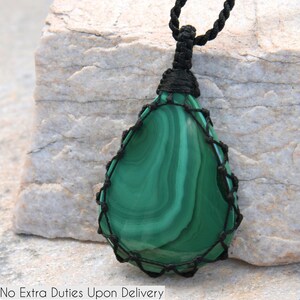 Natural Malachite Pendant, Green Stone Necklace, Hippie Jewelry, Girlfriend Gift / Boyfriend Gifts for Birthday