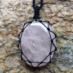 Large Rose Quartz Necklace For Women, Fertility Jewelry, Rose Pink Pendant, Romantic Wife Gifts