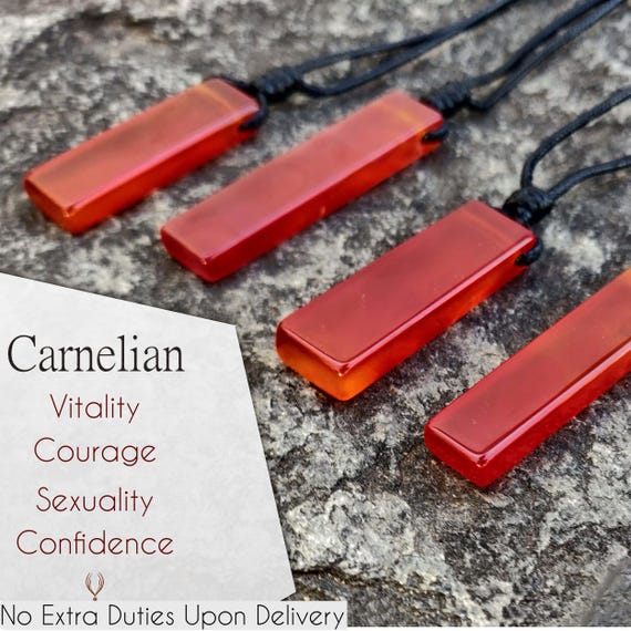 Carnelian Pendant, Healing Crystal Necklace, Yoga Jewelry for Men, Spiritual Gifts for Boyfriend