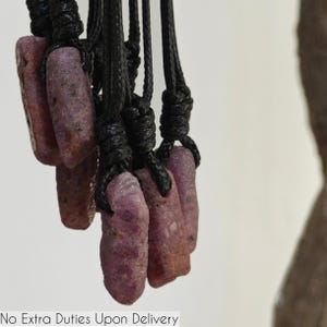 Women's / Men's Cord necklace with Natural Ruby Pendant, Raw Gemstone Jewelry, July Birthstone - Leo Gifts