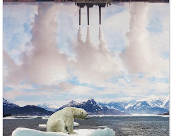 Climate Change Art Print | Polar Bear Global Warming Wall Art | Environmental Awareness Poster | Save The Planet Home Decor | Eco Gift