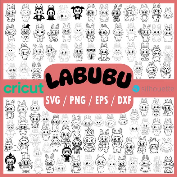 99 SVG Labubu Mega Bundle | Cute Art Toy Characters, Kawaii Monsters, Collectible Figures & Whimsical Designs | Svg Dxf Eps Png Files