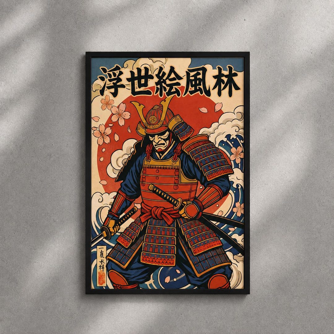 Samurai Warrior Japanese Art Print, Ukiyo-e Style Samurai Poster ...