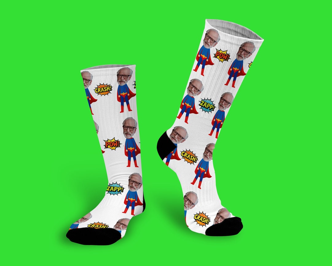 Dads Are Superhero Socks Funny Photo Socks Custom Printed Etsy
