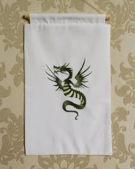 Green Dragon Wall Hanging Fantasy Wall Art Home Decor Etsy