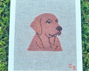 Fox Red Labrador Retriever Bird Dog Study Needlepoint Canvas -- 13 Mesh Hand-Painted -- Charlie Bell Canvas Co.