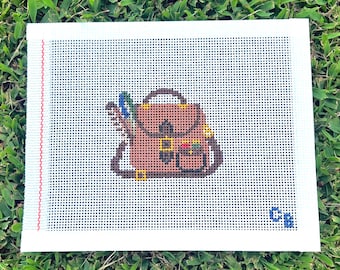 Vintage Hunting Bag Needlepoint Canvas -- 13 Mesh Hand-Painted -- Charlie Bell Canvas Co.