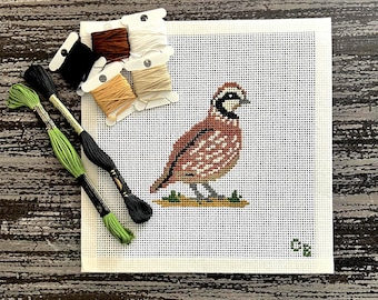 Quail Needlepoint Canvas -- Hand-Painted 13 Mesh -- Charlie Bell Canvas Co.
