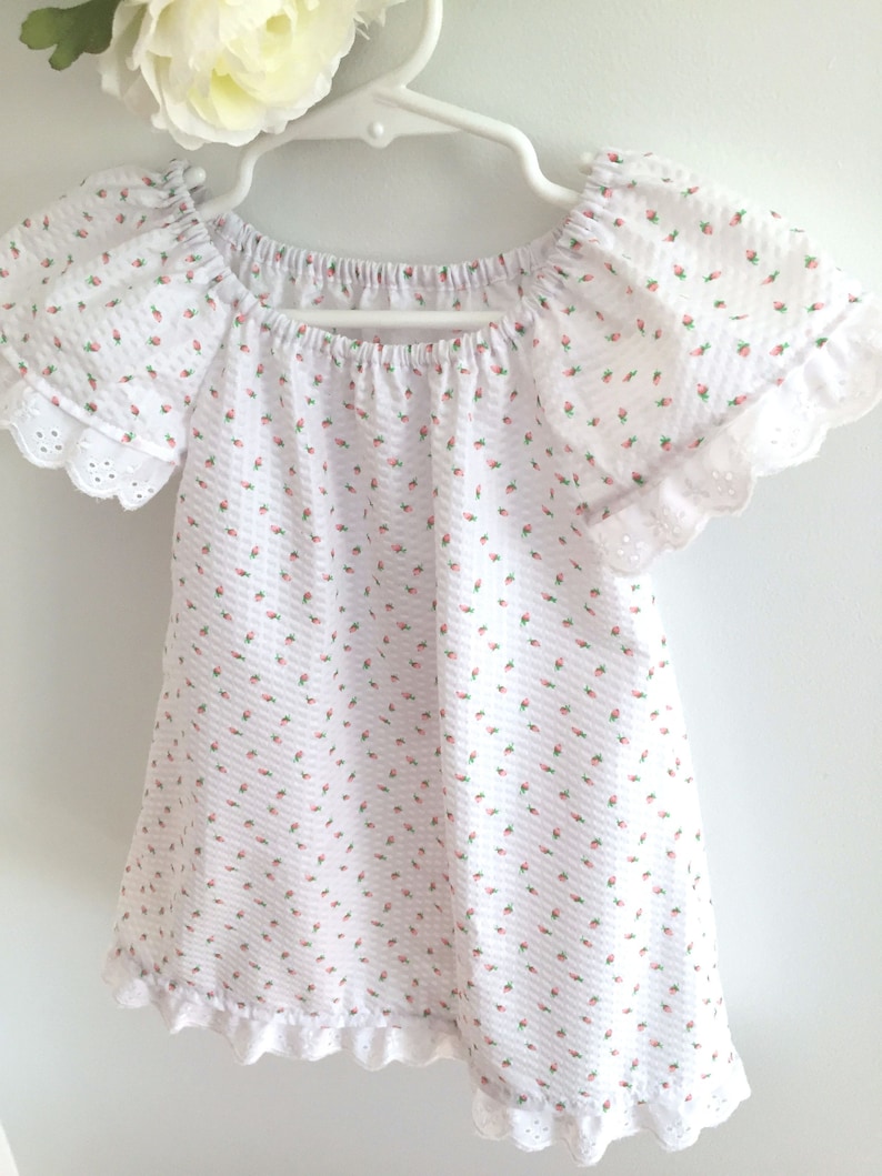 Portraits Baby Gift Size 1218M Ready to Ship LAST ONE Baby Girl Rosebud Seersucker and Lace Dress Church Blessing Dress Birthday Party