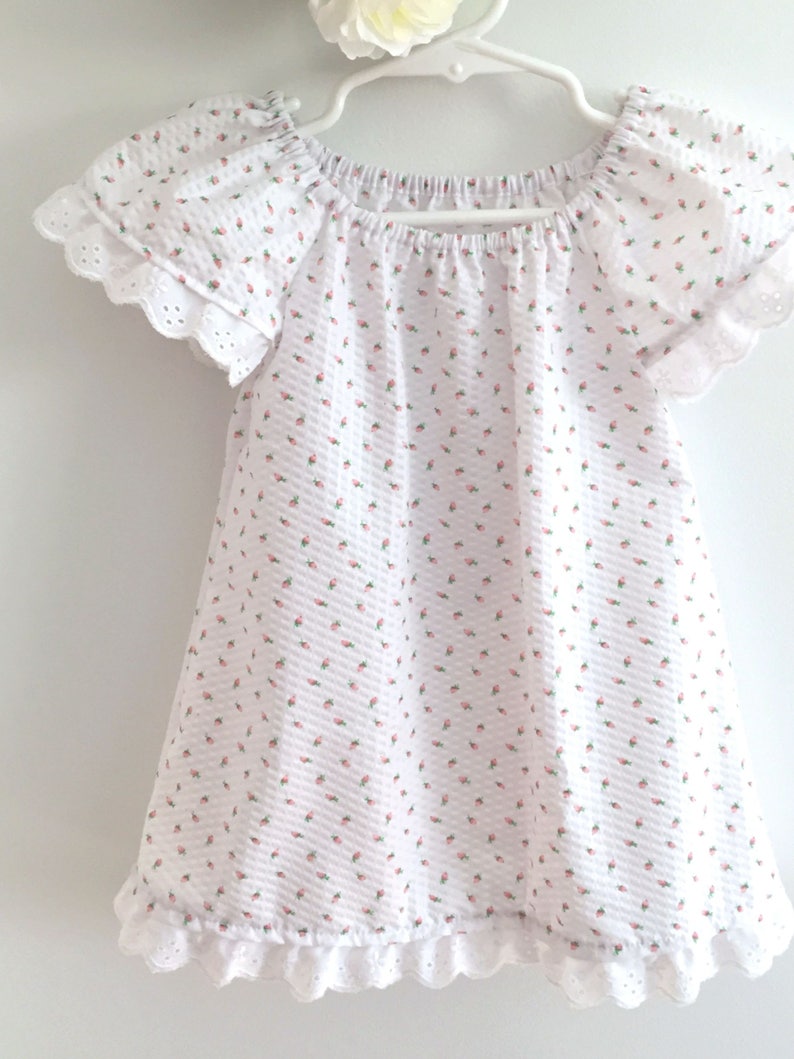 Portraits Baby Gift Size 1218M Ready to Ship LAST ONE Baby Girl Rosebud Seersucker and Lace Dress Church Blessing Dress Birthday Party