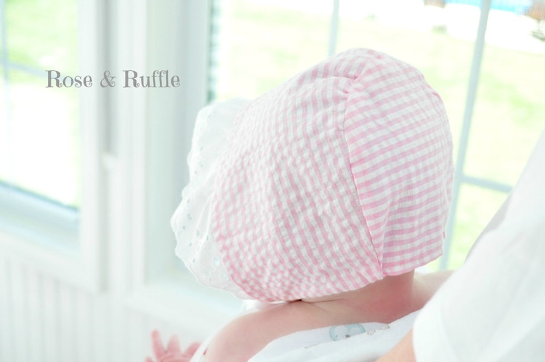 Rose and Ruffle Modern Fit Sun Bonnet Sun Hat Size 12-24 READY to SHIP Whimsical Birds Birdies Cotton Reversible Baby Bonnet