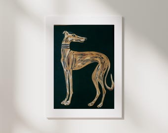 Brindle Greyhound Art Print | Mid-Century Modern Dog Poster