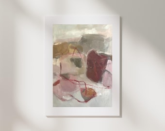Abstract Art Print | Earthy Neutrals, Muted Pinks | Modern Scandi Style