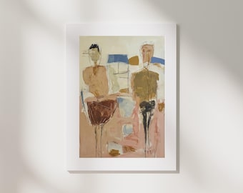 Abstract People Art Print | Mid-Century Modern Portrait, Muted Tones