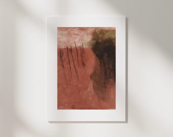 Minimalist Abstract Print | Textured Earthy Terracotta, Atmospheric Moody Art