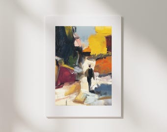 Abstract Man Art Print | Mid-Century Modern Portrait, Colourful Landscape