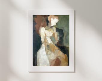 Abstract Woman Portrait Print | Mid-Century Modern, Muted Earth Tones