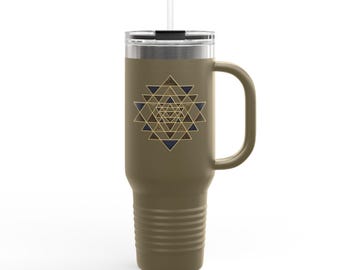 Wealth Frequency Sacred Pattern 40oz Travel Mug | Insulated Tumbler