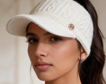 Knitted Duckbill Visor Cap, Winter Ear Protection
