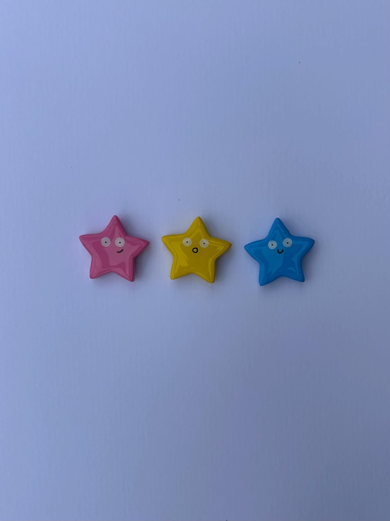 Handgefertigte Magnete 3er Set Stern Kühlschrankmagnete Wohnkultur Quirky Housewarming Geschenk Bild 1