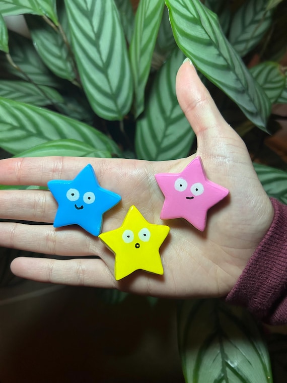 Handmade Magnets Set of 3 Star Fridge Magnets Home Decor Quirky Housewarming Gift