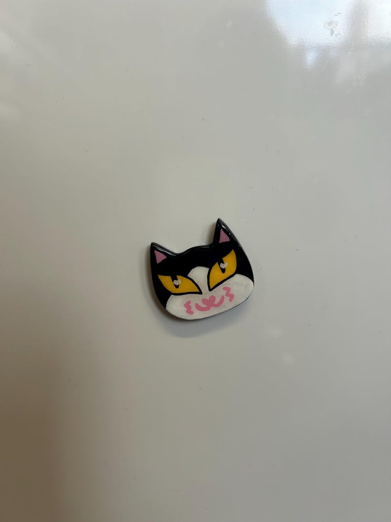 Handmade Cat Magnet Black and White Cat Fridge Magnet Kitchen Decor Pet ...
