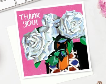 Modern vibe illustrated FLORAL THANK YOU card suitable for anyone