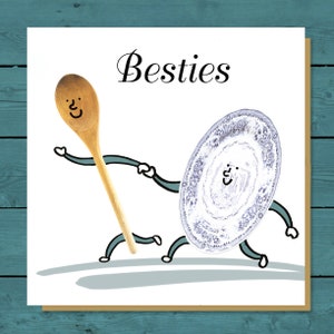 Plato y cuchara ilustrados SALUDOS o tarjeta de CUMPLEAÑOS para tu mejor amigo
