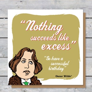 Oscar WILDE verdrehtes Zitat und Karikatur GEBURTSTAGSkarte