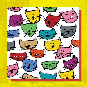 Cheeky graphic multi cat illustrated BIRTHDAY or GREETINGS card