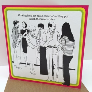 Tarjeta retro humorística de SALUDOS o CUMPLEAÑOS: humor alternativo para compañeros de trabajo